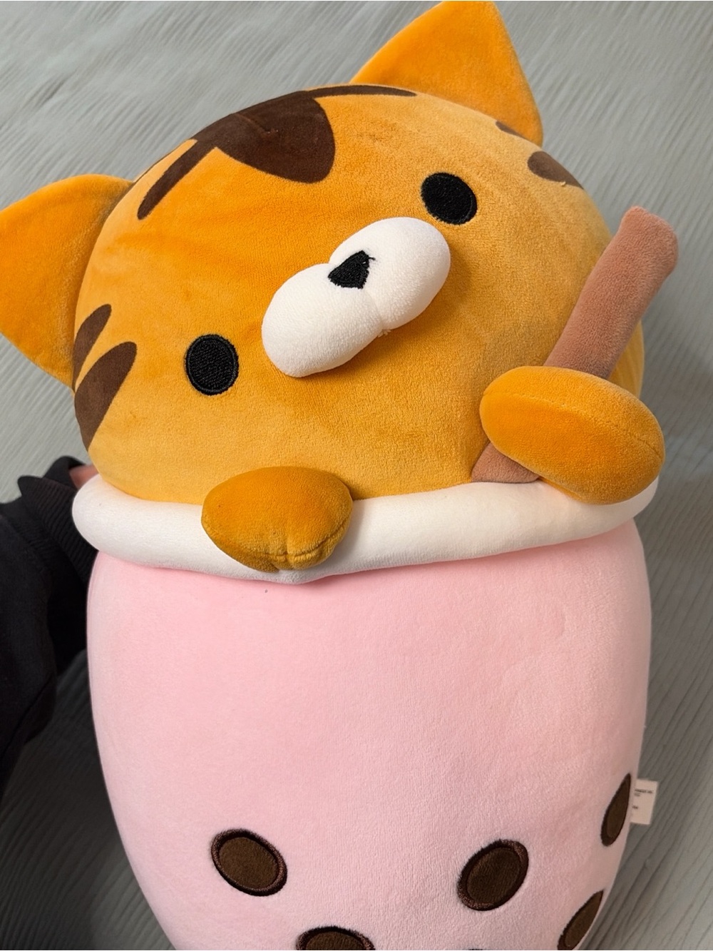 Plush Cat Bubble Tea Toy - Pink and Orange Cute Cuddler